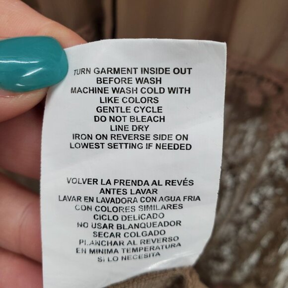 Taylor & Sage Womens Long Lace Button Front Tank Top Size XS Brown Sheer Boho - Picture 12 of 14